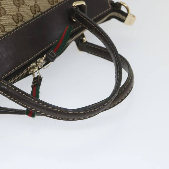 GUCCI GG Canvas Web Sherry Line Hand Bag Beige Red Green 269894 Auth 58043 - Picture 7 of 16